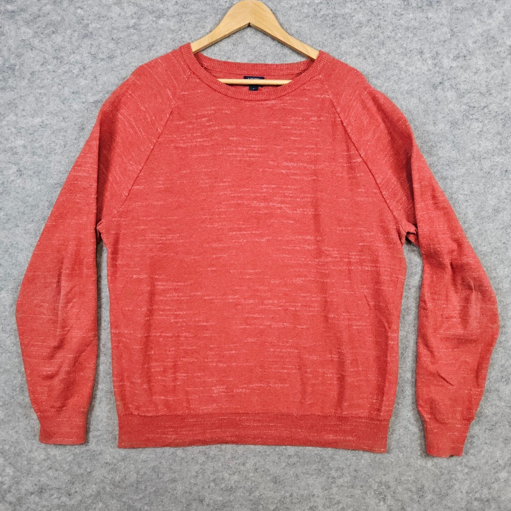 J Crew Men's Heathered Orange Crewneck Sweater Size L 100% Cotton Warm Winter